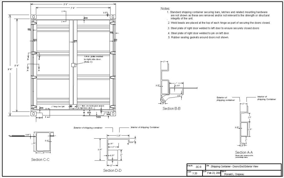 Чертеж двери морского контейнера