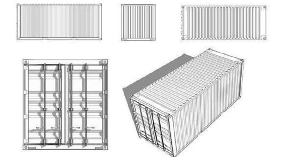Чертеж морского контейнера 20 футов