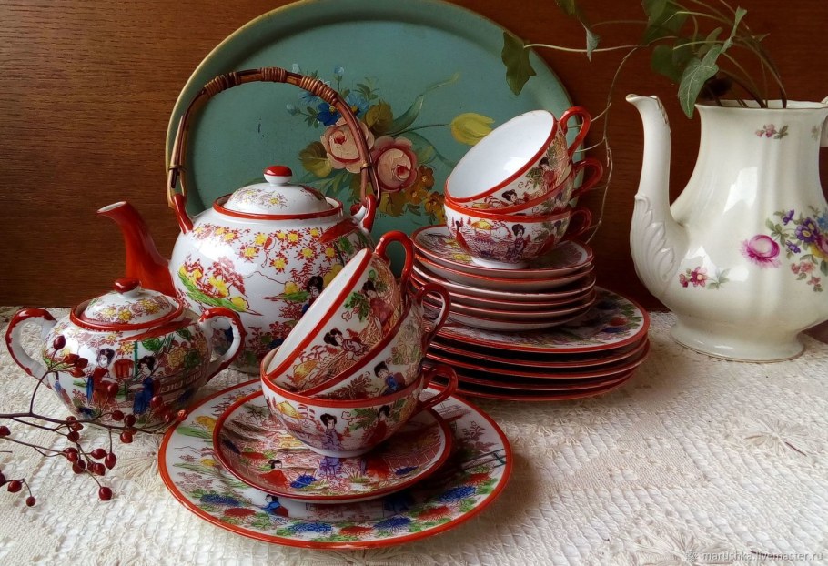 Японский чайный сервиз костяной фарфор