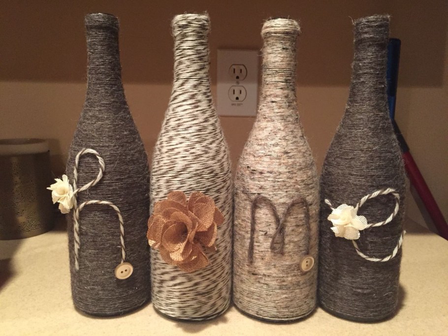 Бутылки декорированные шпагатом