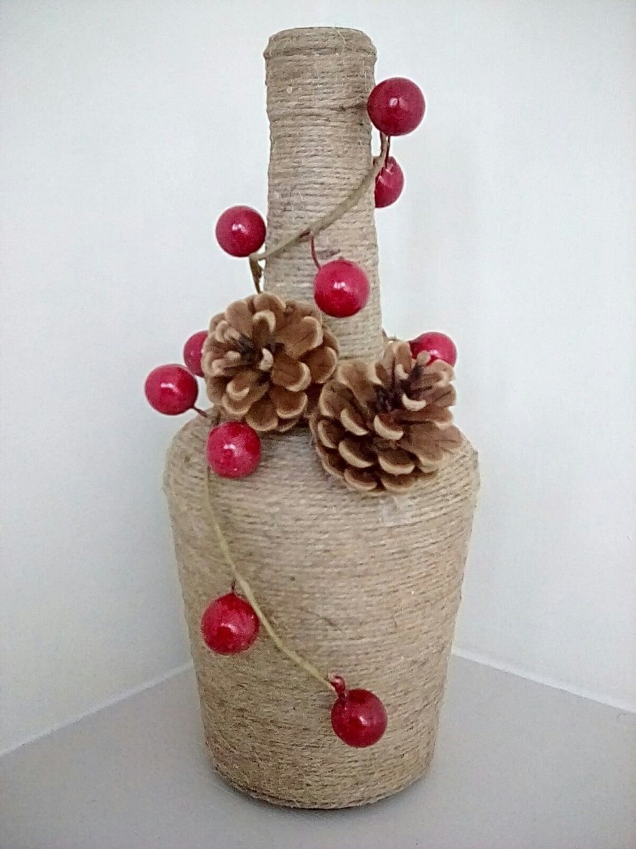 Украшение бутылок шпагатом