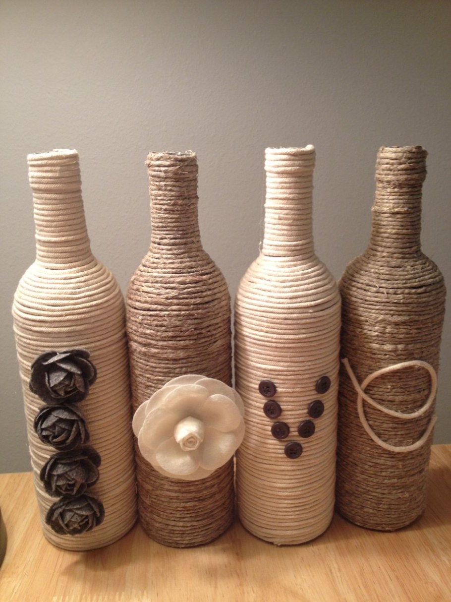 Бутылки декорированные шпагатом