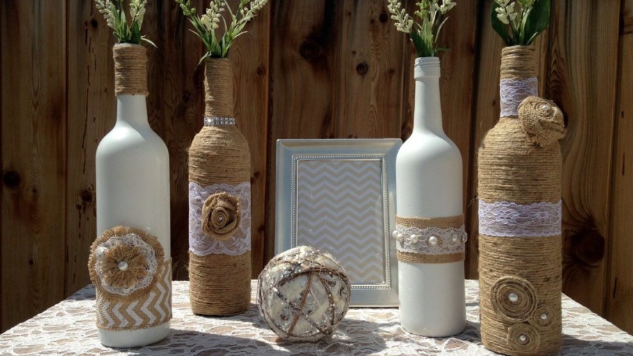 Бутылки декорированные шпагатом