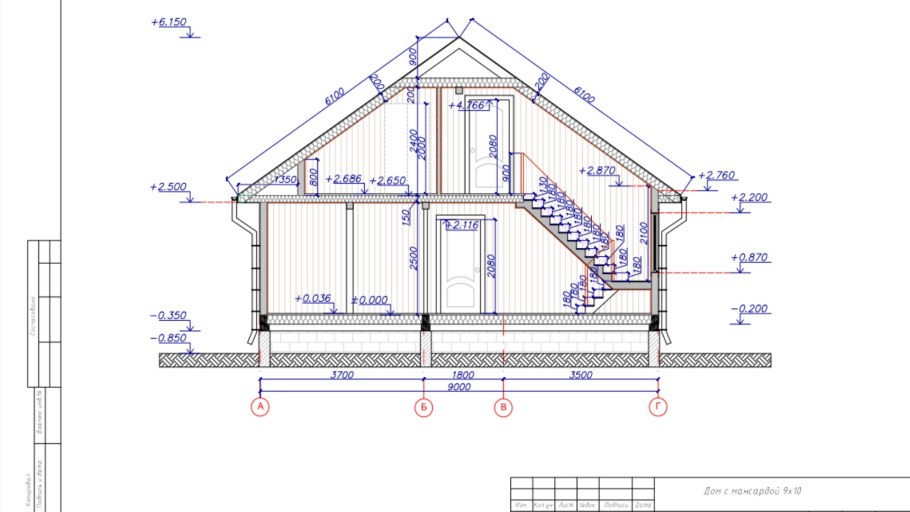 Каркасный деревянный дом чертежи