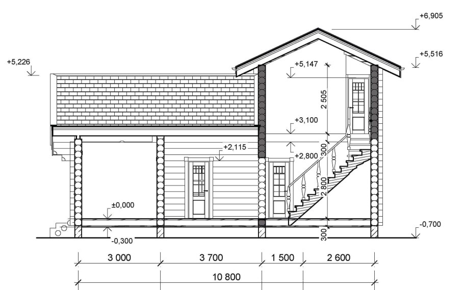 Чертеж бревенчатого дома