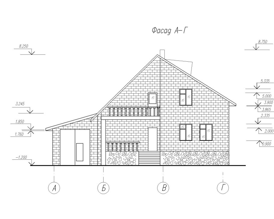 Фасад одноэтажного здания Автокад