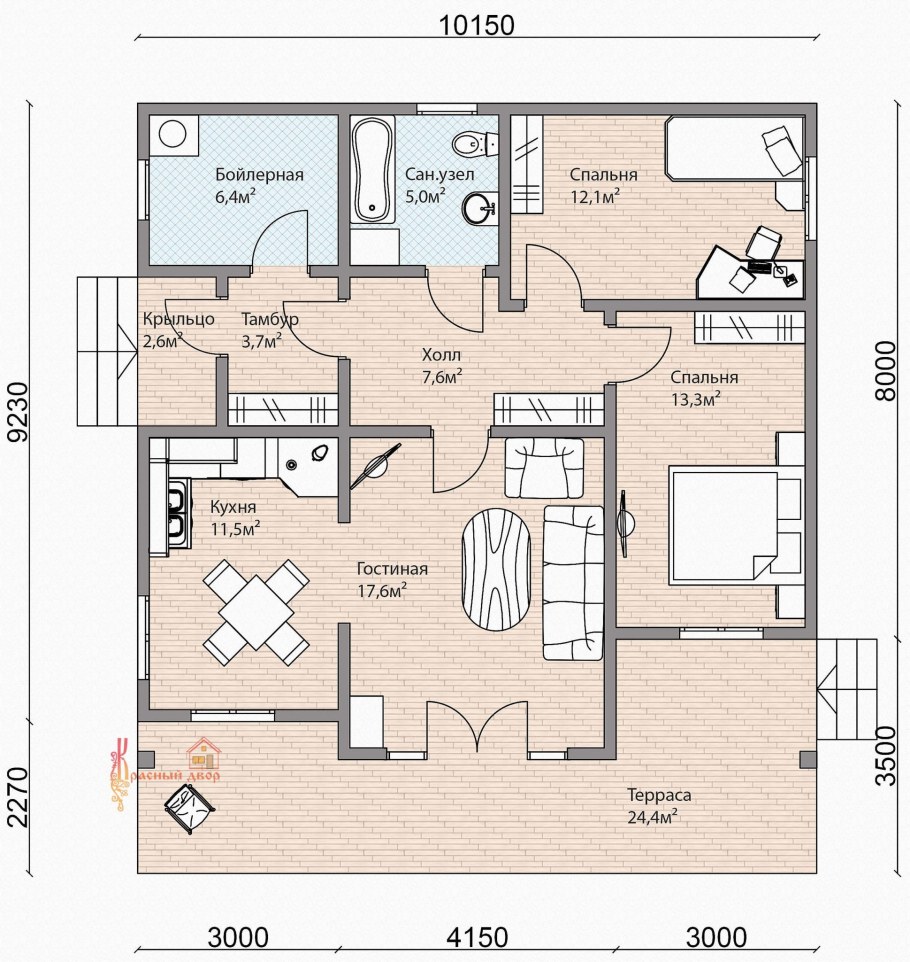 Планировка 10х12 одноэтажный