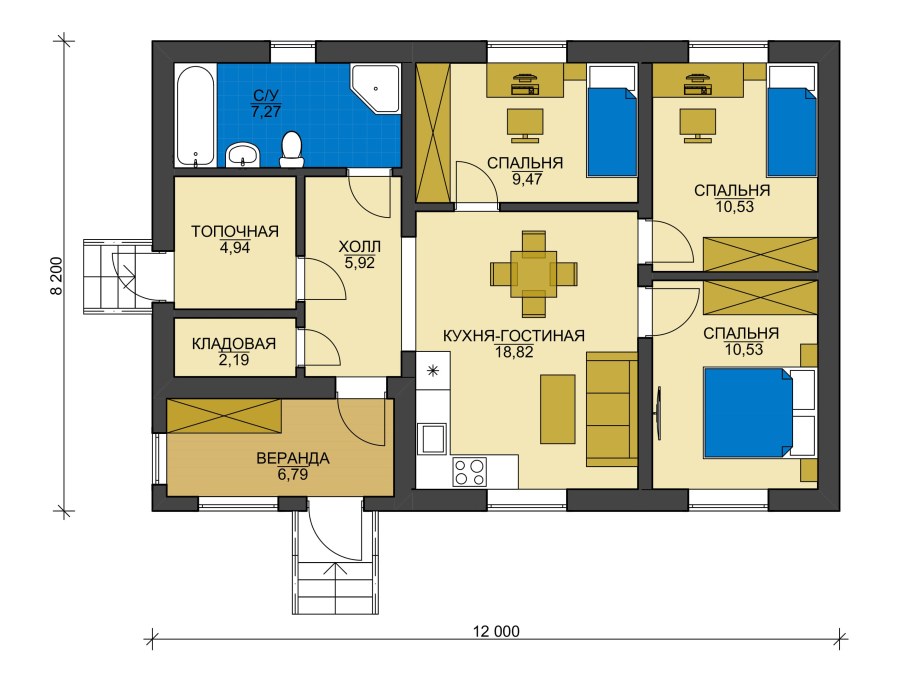 Проекты одноэтажных домов из газобетона