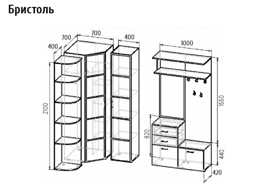 Шкаф купе 1600х2400х600 схема