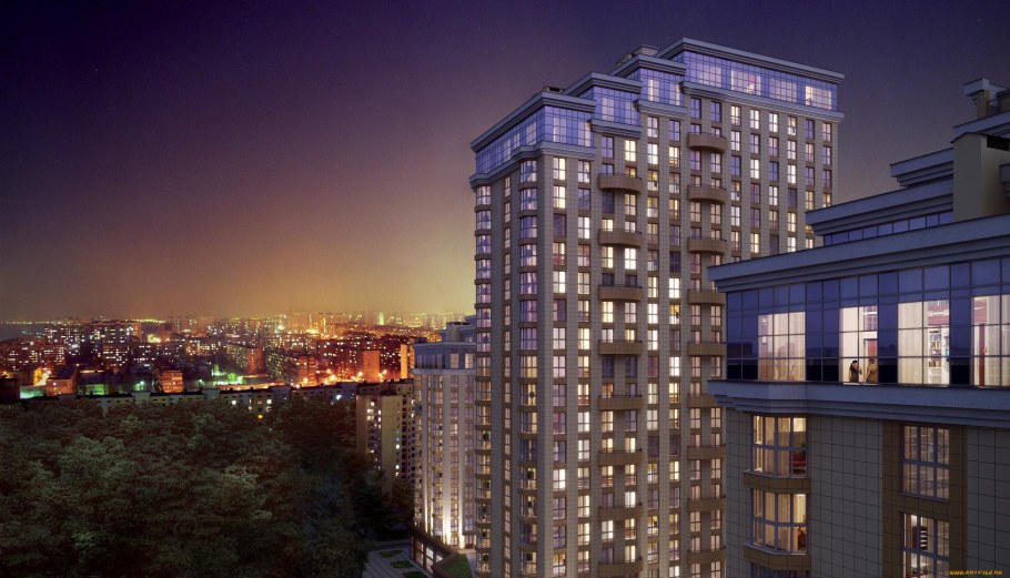 Панорама фасадов зданий