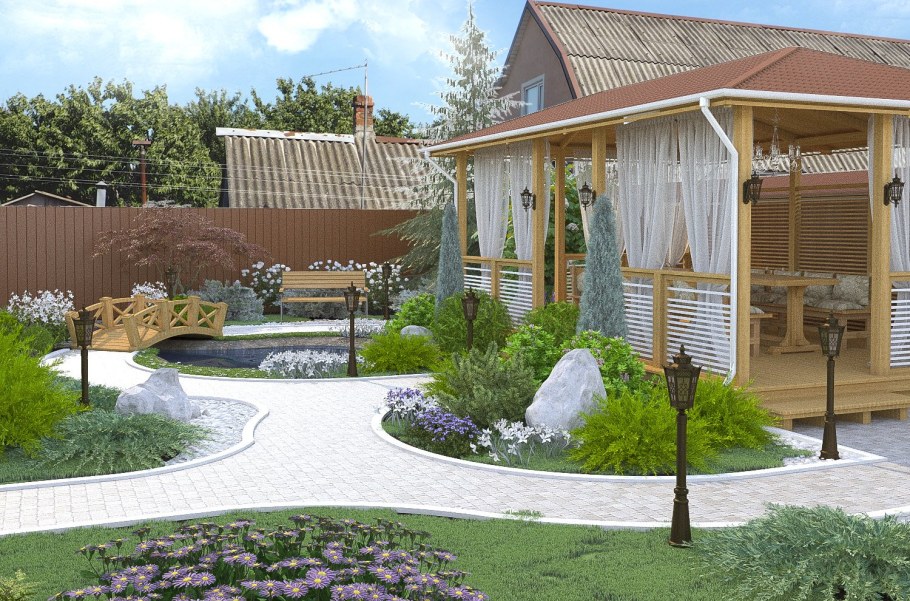 Ландшафт вокруг беседки