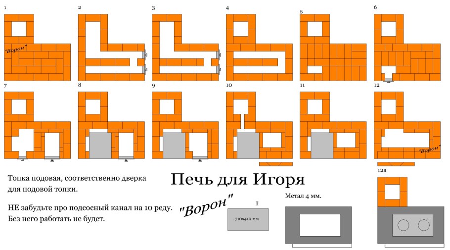 Русская печь Экономка схема