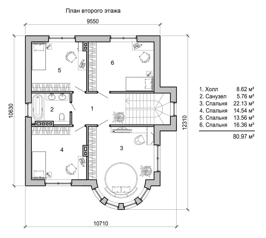 Чертёж 2 этажного дома