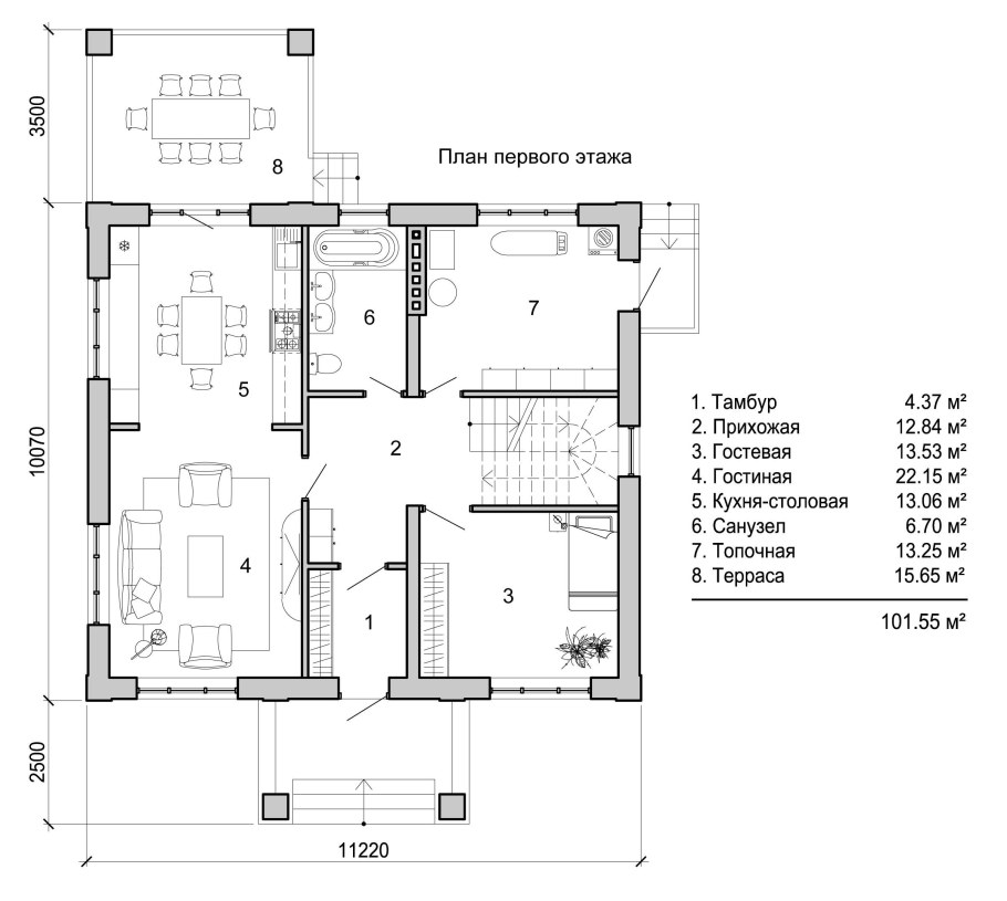 Планировка одноэтажного дома 170 м2