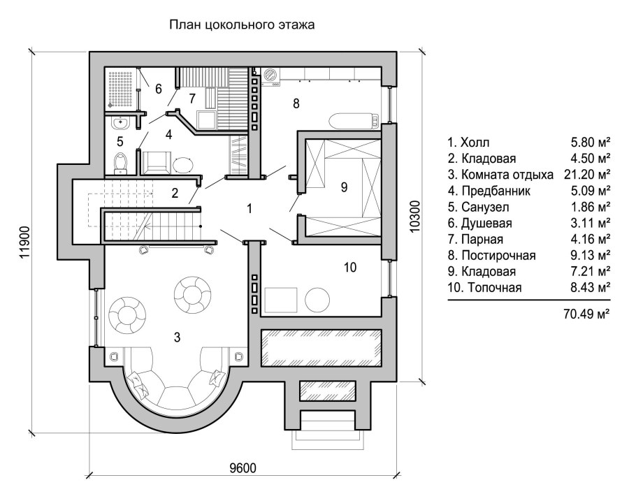 Цокольный этаж чертеж