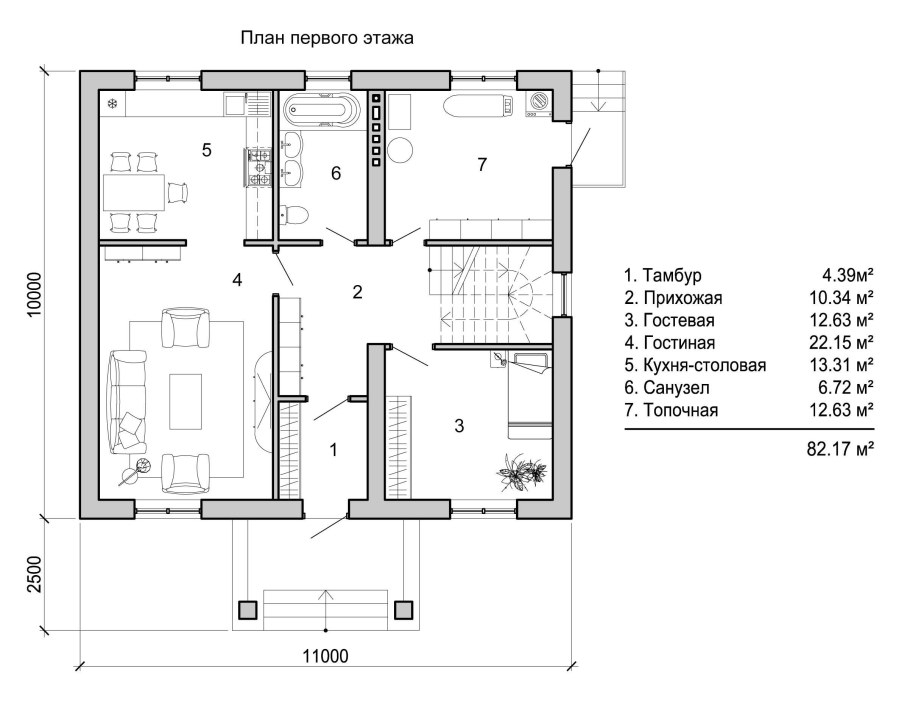 Планировка дома 11 на 11 двухэтажный