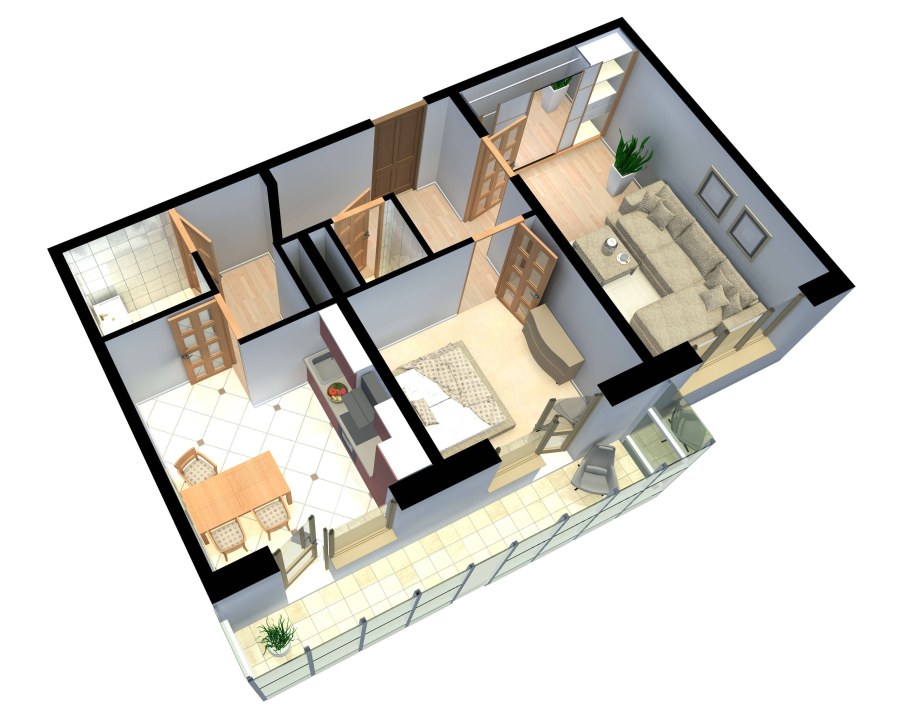 Планировка 2х комнатной квартиры 44м2