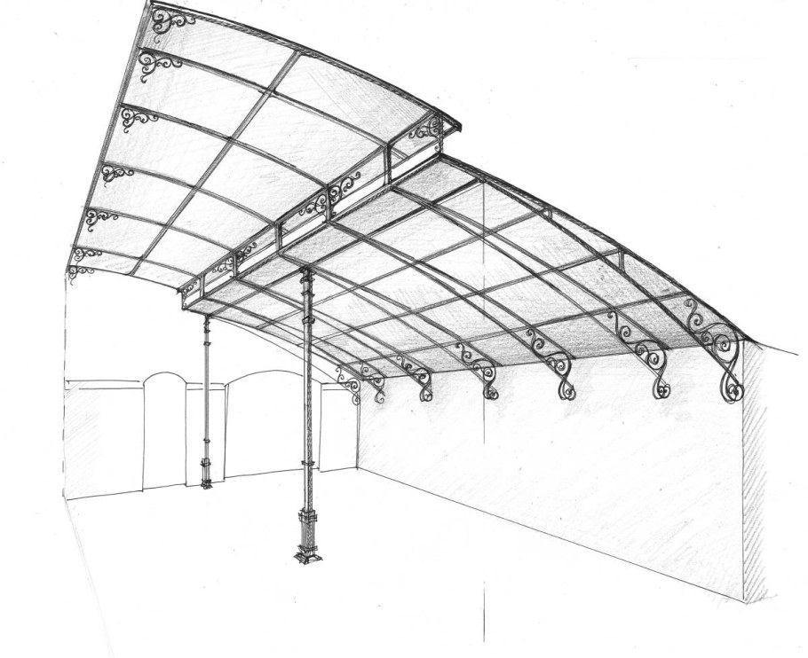 Навес консольного типа чертеж
