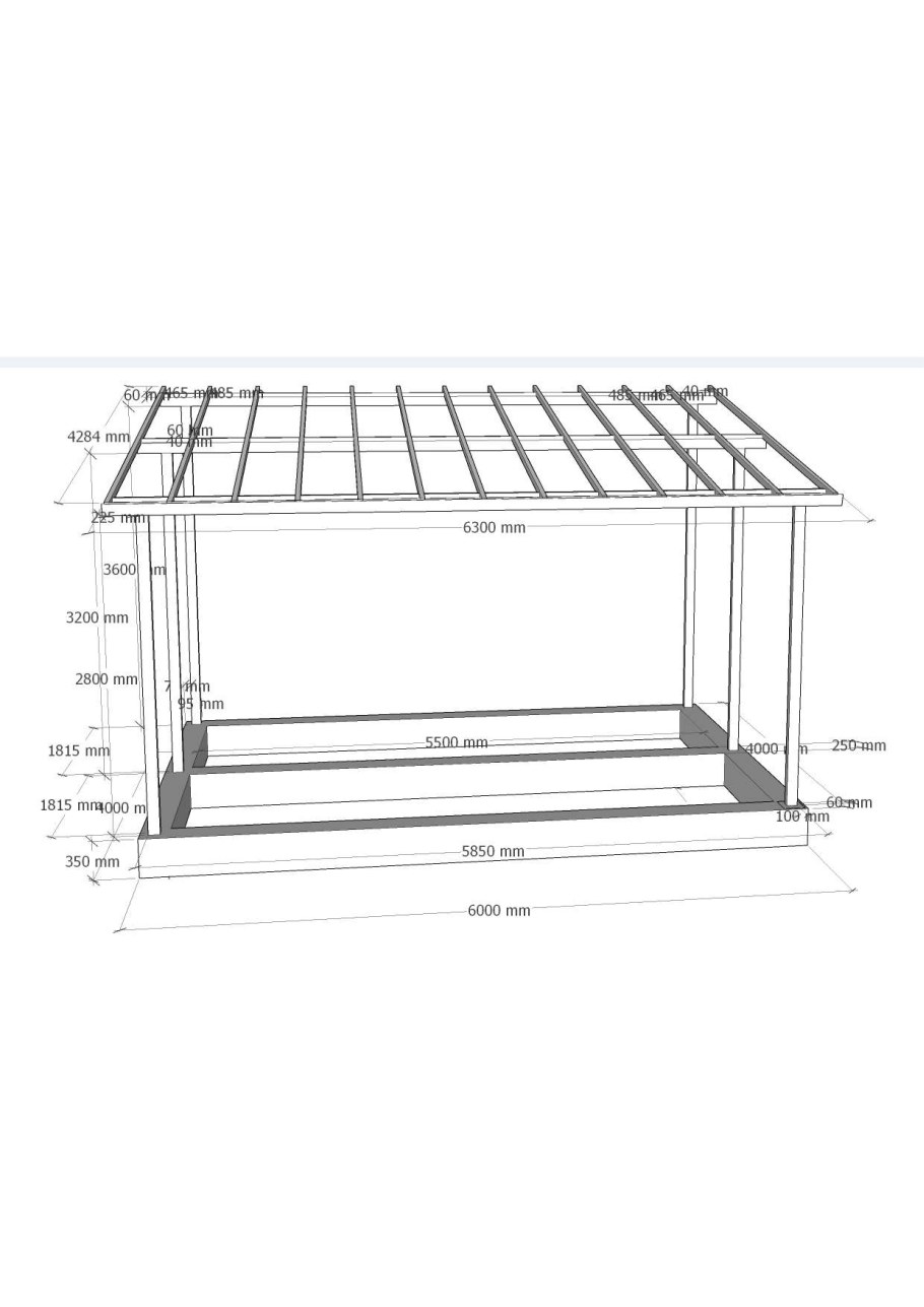 Навес односкатный 5х5 чертеж