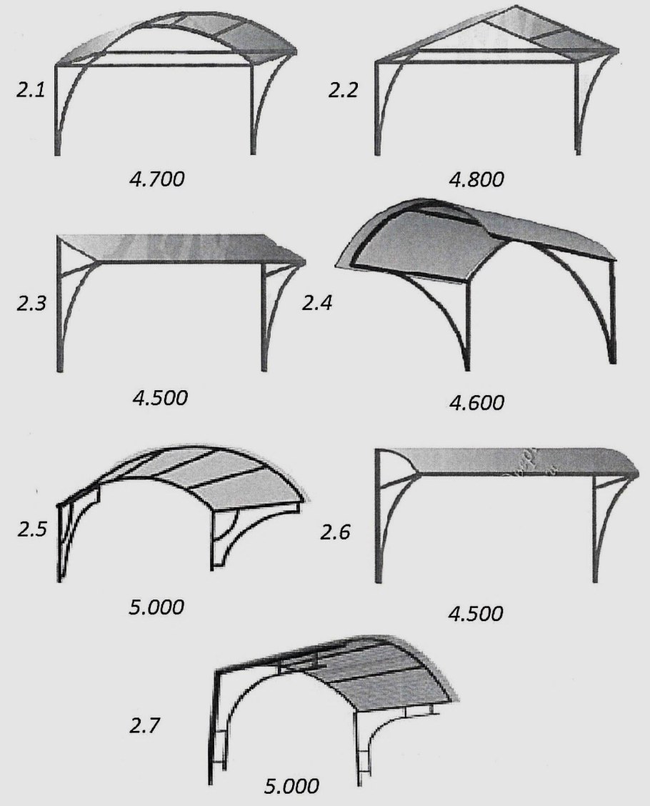 Чертеж металлического навеса 6м