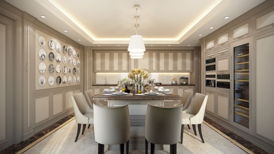 Гостиная столовая ар деко