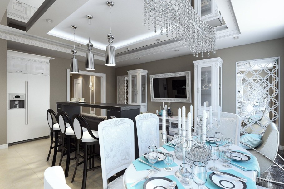 Кухня гостиная ар деко