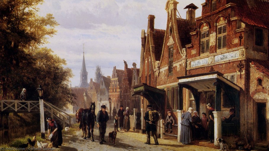 Старинная Голландия художник Корнелис спрингер 1817-1891