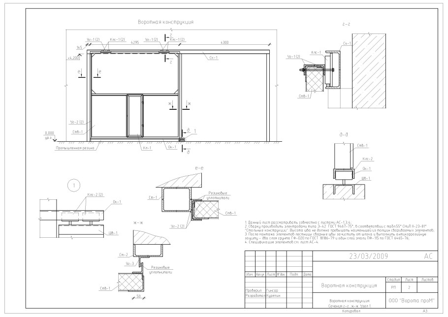 Ворота распашные металлические технологические зазоры