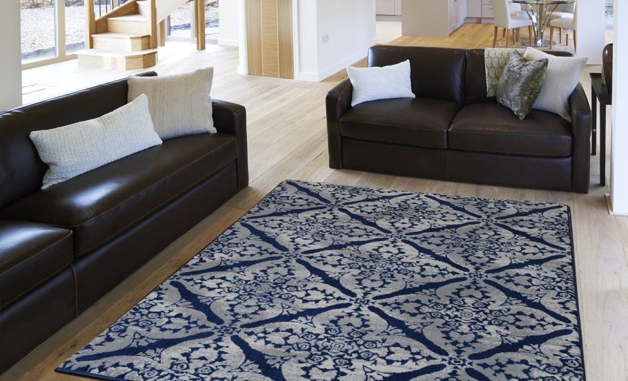 Ковер к серо-синему дивану