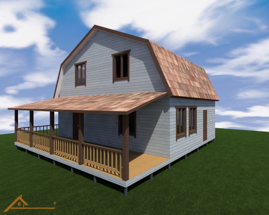 Двухскатная кровля с террасой