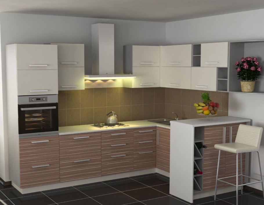 Кухонный гарнитур двухцветный