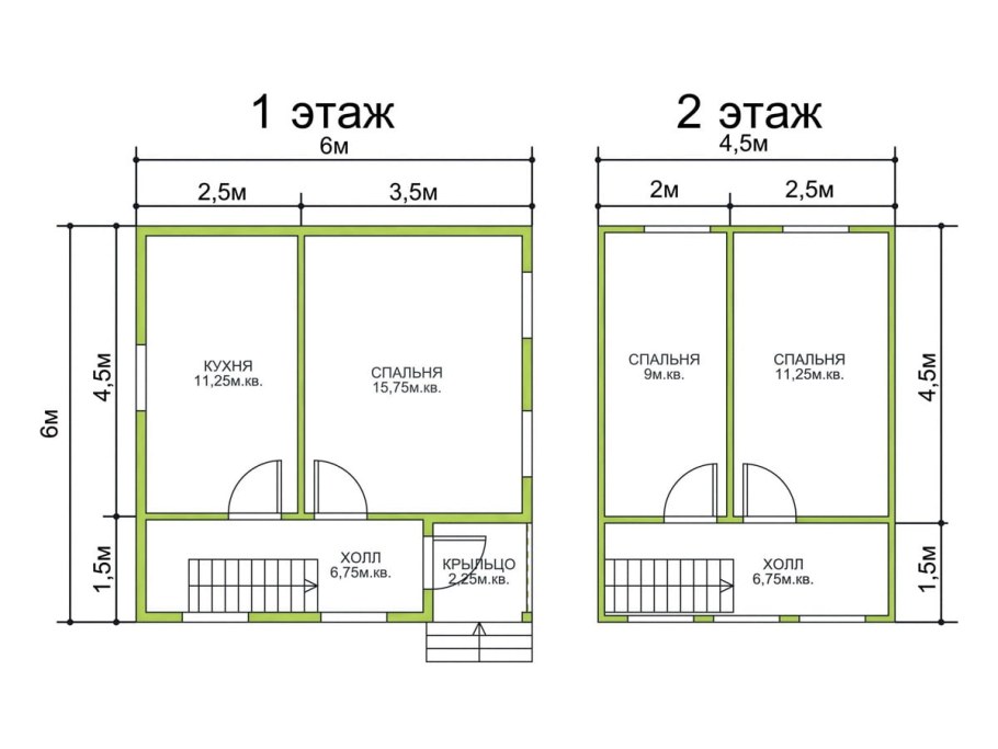 Проект каркасного дачного дома 6х6