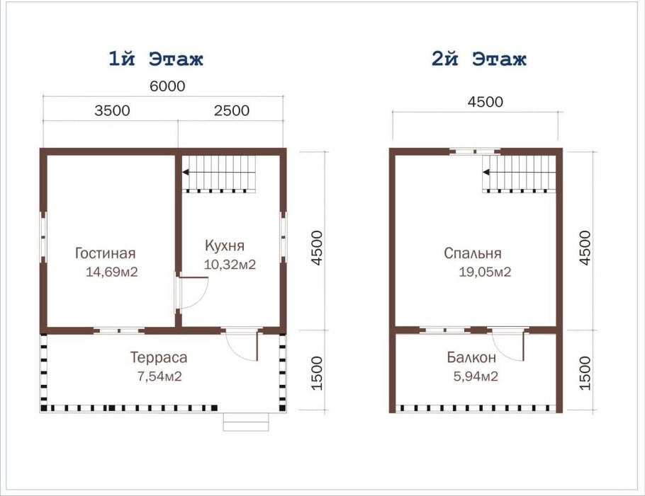 Планировка дачного домика 6х6 двухэтажный