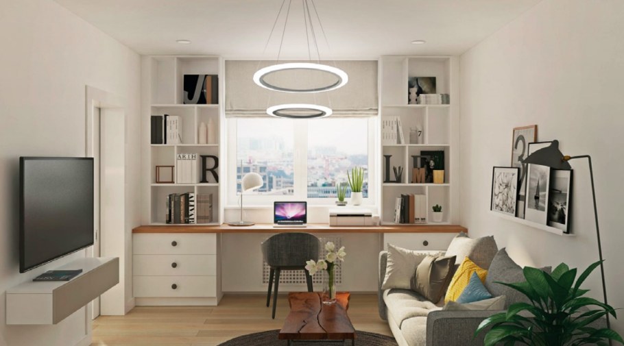 Письменный стол-подоконник в комнате