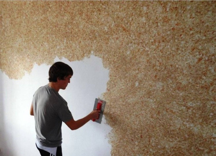 Отделка стен жидкими обоями