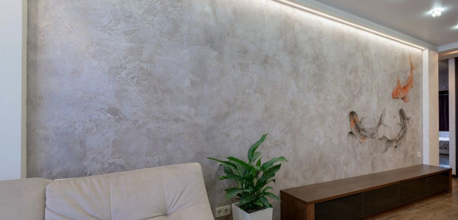 Фактурная штукатурка на кухне