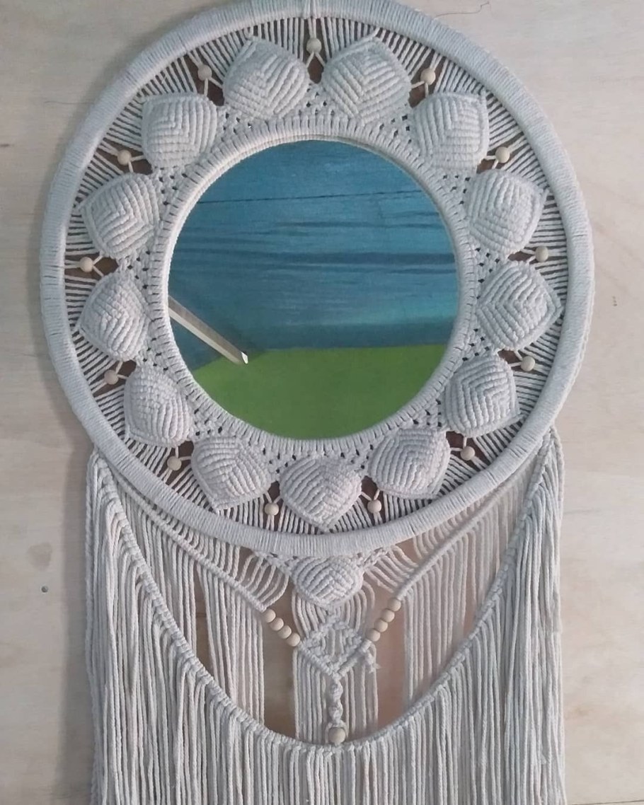 Зеркало круглое макраме