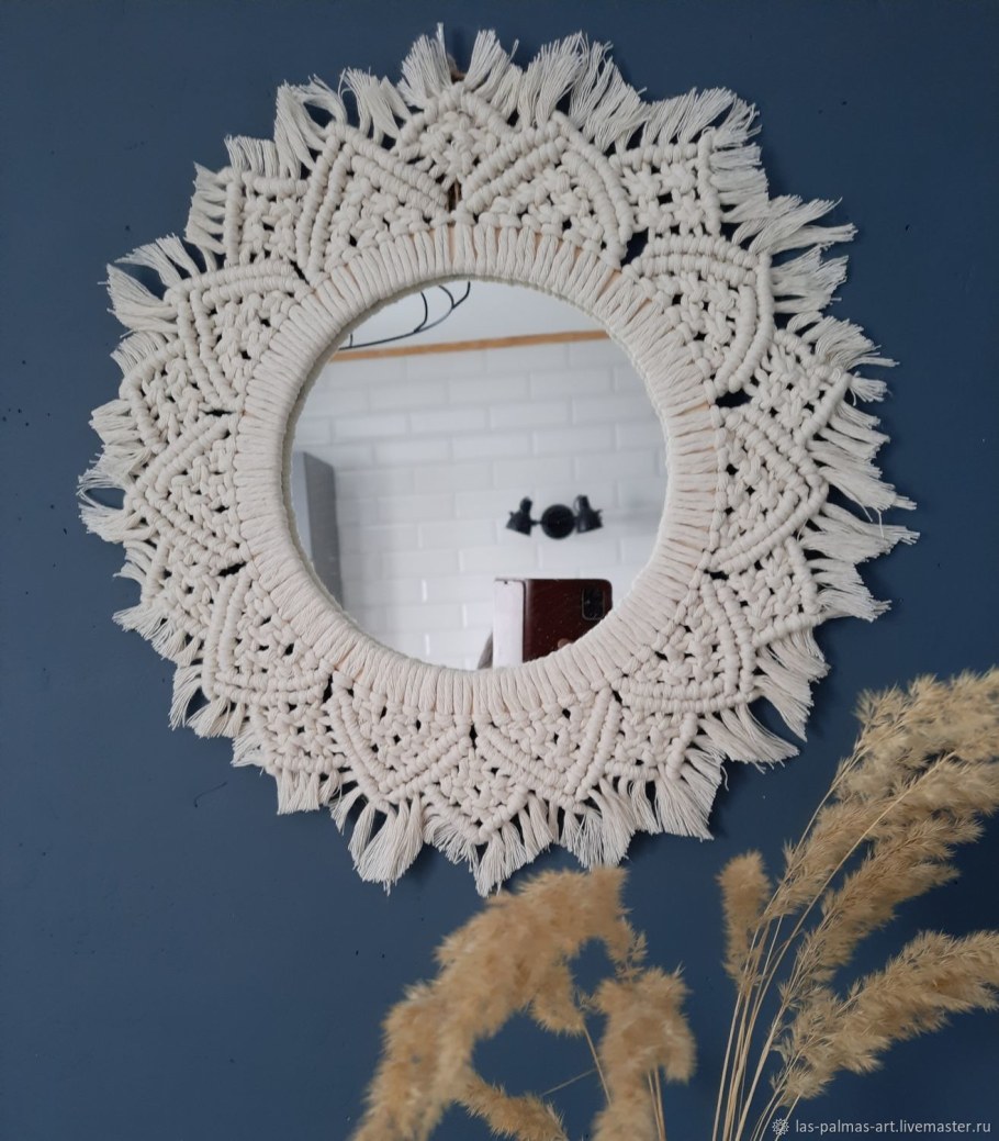 Зеркало круглое макраме