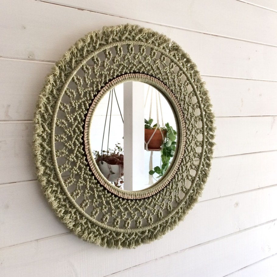 Зеркало макраме в интерьере