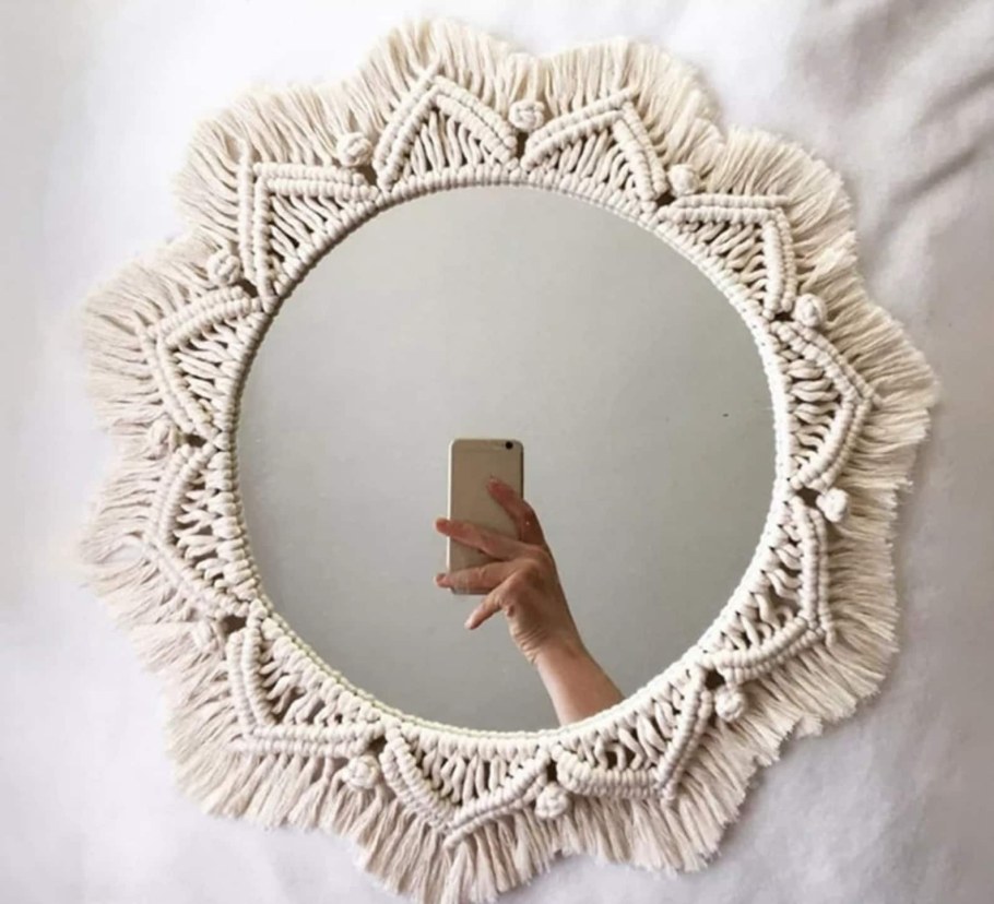 Зеркало круглое макраме
