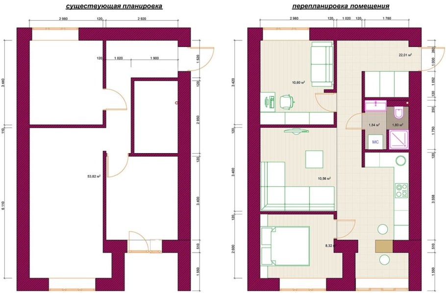 Экспликация помещений после перепланировки