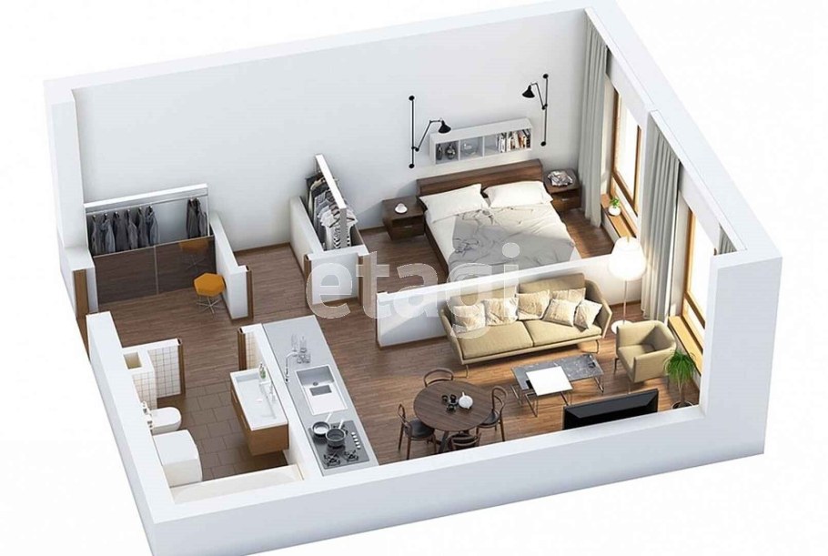 Планировкагостинная 60м2