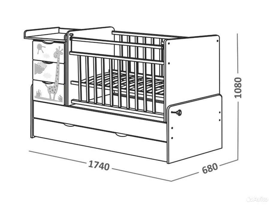 Кроватка-трансформер СКВ СКВ-5 Жираф
