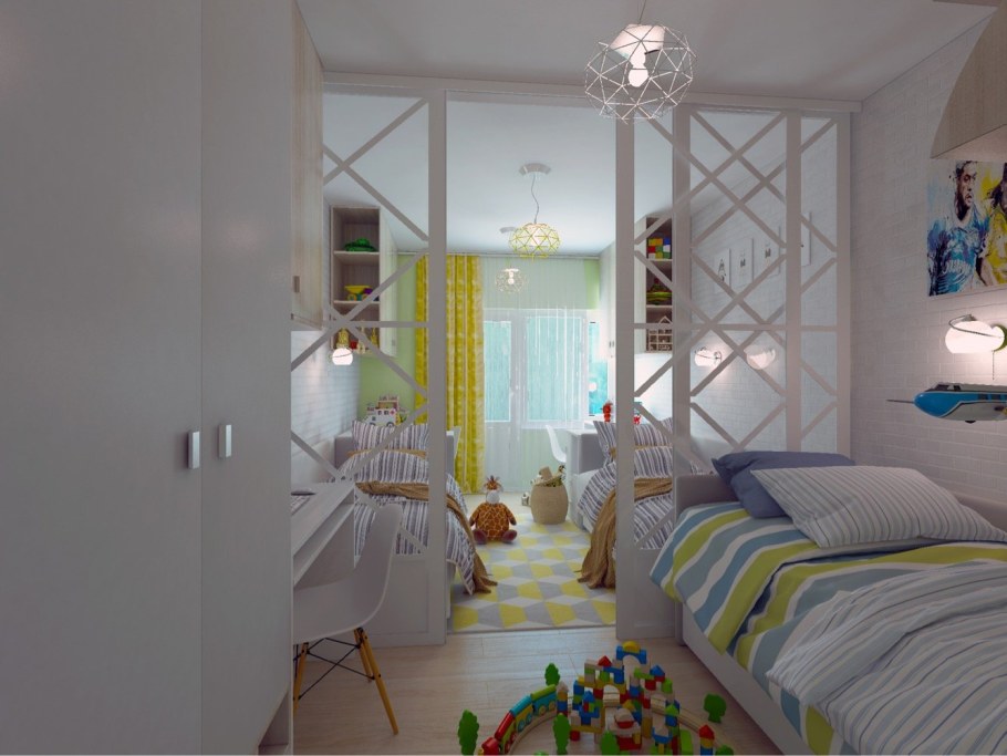 Зонирование детской комнаты для разнополых детей