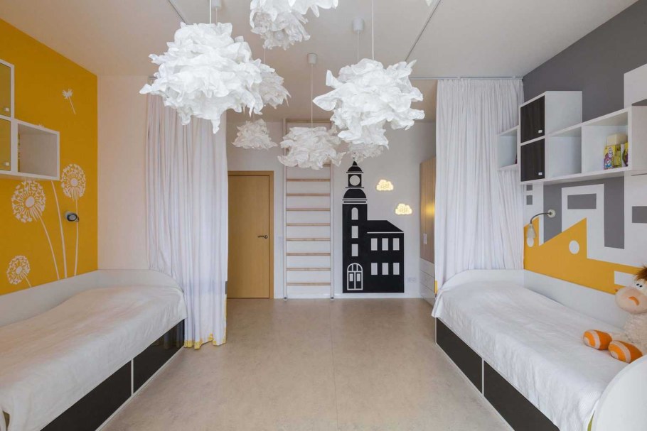 Комната на двоих детей с перегородкой