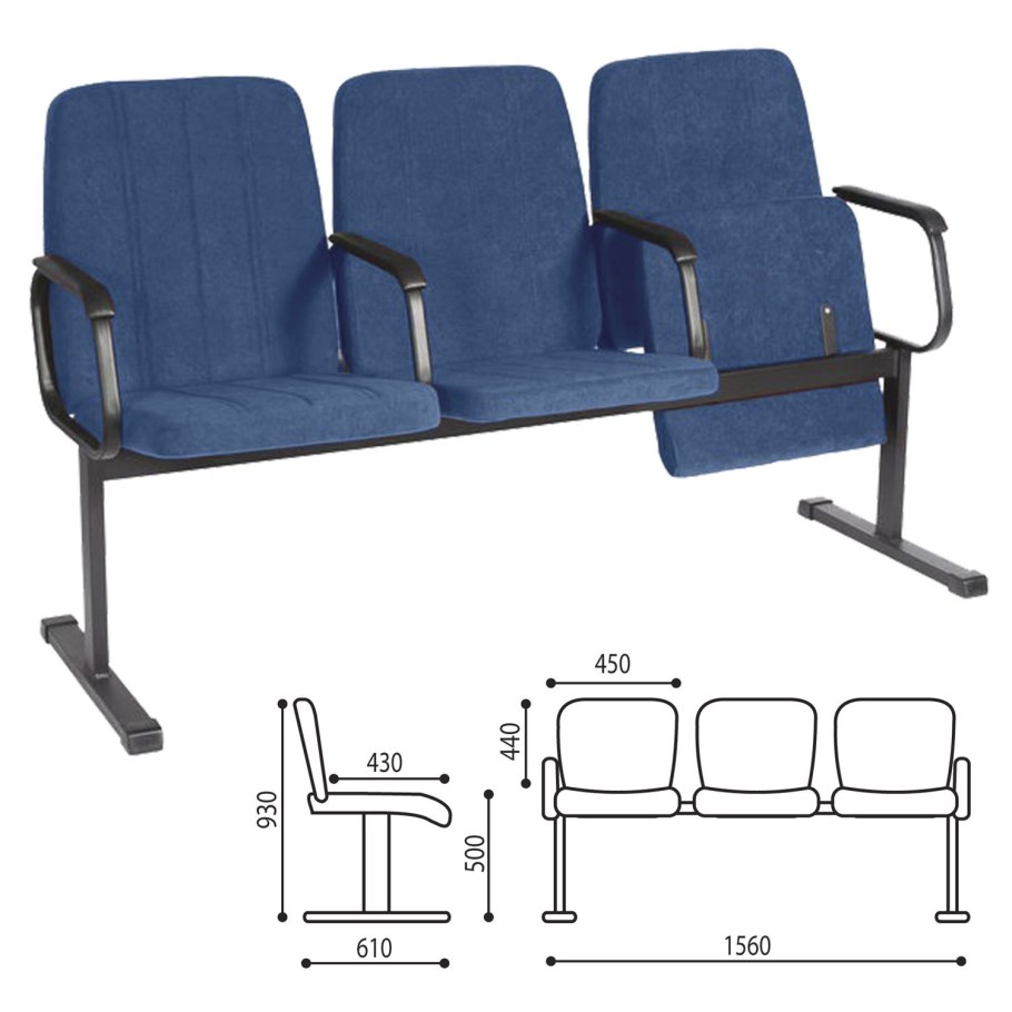 Многоместная секция София м (3-местная, черный муар)