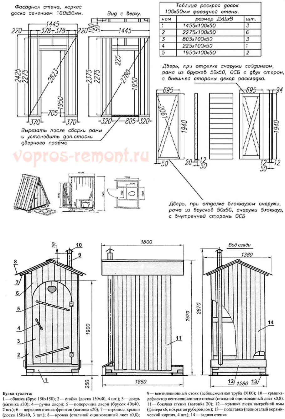 Туалет дачный своими руками чертеж пошагово