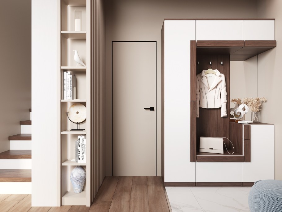 Прихожая с зеркалом Ника 910х354х2035 белая гладкая