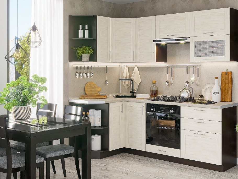 Угловая кухня лофт-03 Nordic Oak