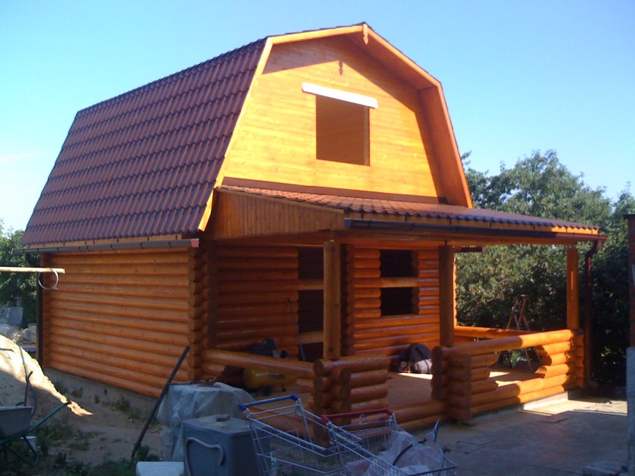 Баня 6/6 с мансардной крышей